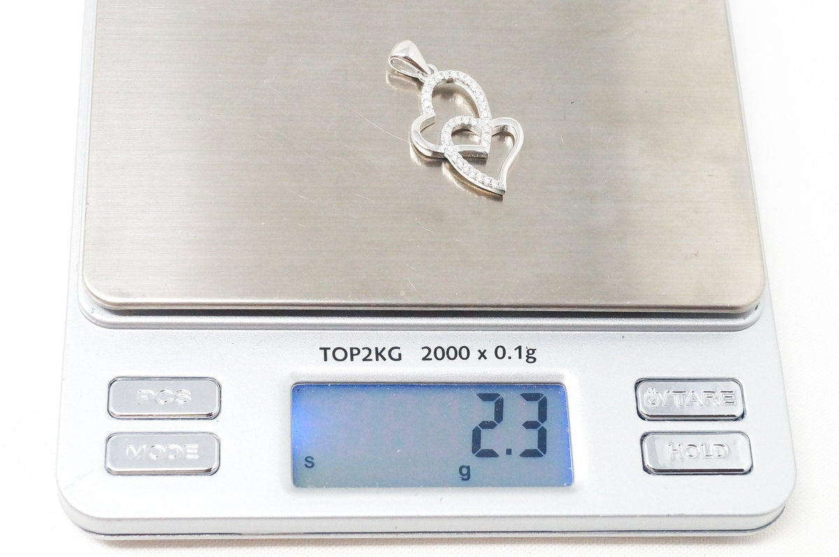 Vintage Open Hearts Forever Link Collection CZ Sterling Silver Necklace Pendant