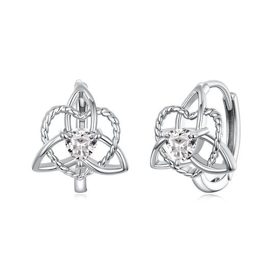 925 Sterling Silver White Gold Plated Pavé CZ 1.5x1.2cm Hoop Earrings for Women