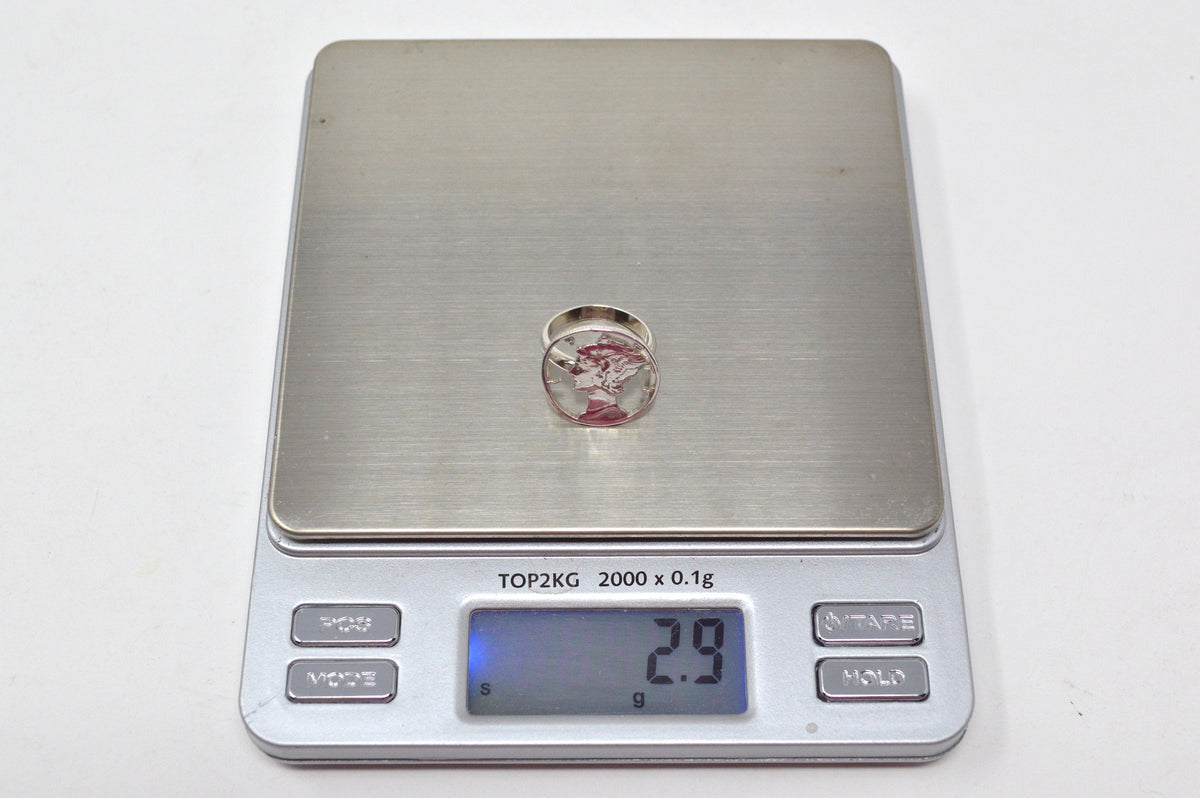 Antique 1941 Mercury Dime Sterling Silver Cutout Ring - Size 4.5 - Coin Jewelry
