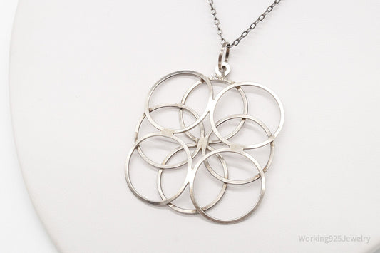 Vintage Modernist Linked Circles Sterling Silver Pendant - 835S Silver Chain — photo 2 of 9