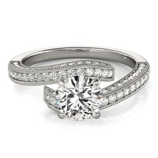 14k White Gold Round Diamond Bypass Style Engagement Ring (1 1/2 cttw) — photo 2 of 8
