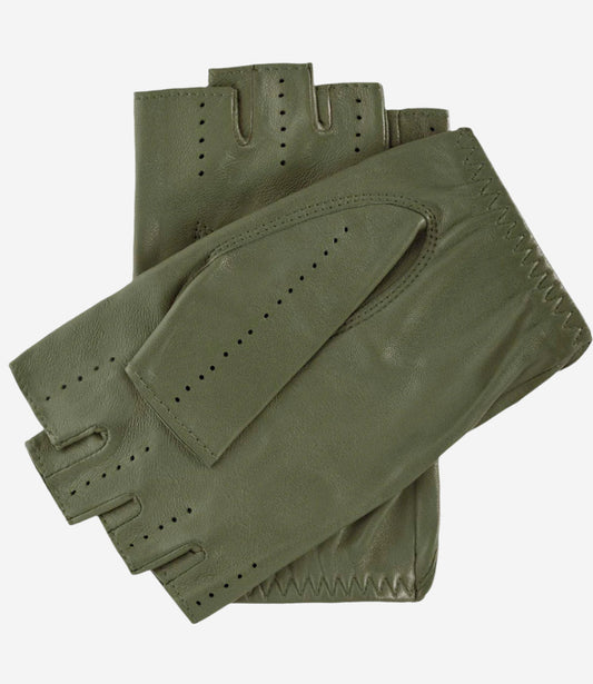Rossana (olive) - Italian fingerless lambskin leather driving gloves — photo 2 of 8