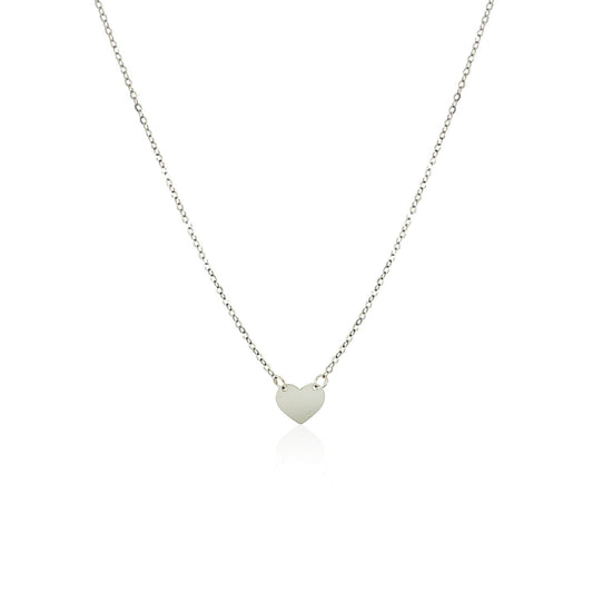 14k White Gold Polished Mini Heart Necklace