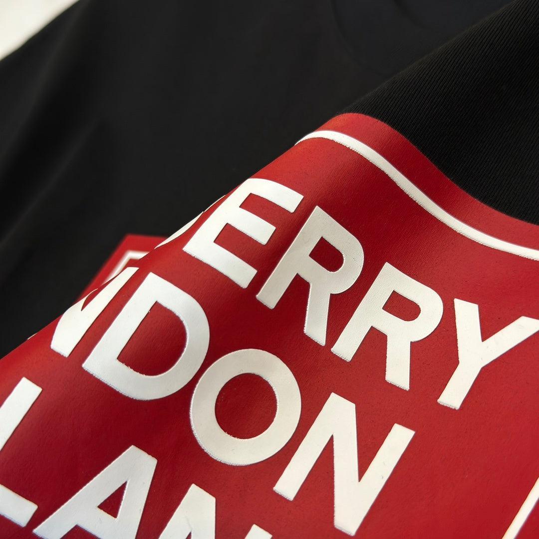 Burberry Black & Red T-Shirt Without Collar