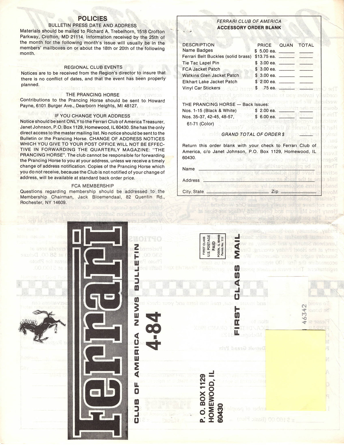 FCA News Bulletin 1984 - 4