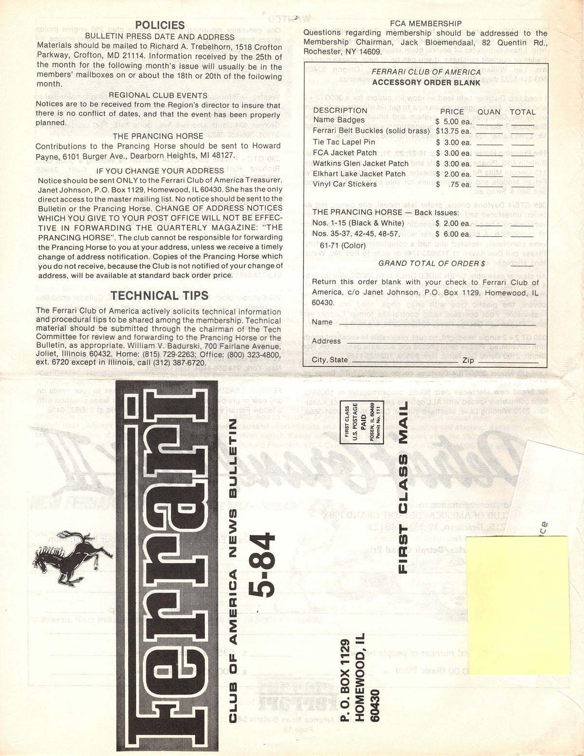 FCA News Bulletin 1984 - 5