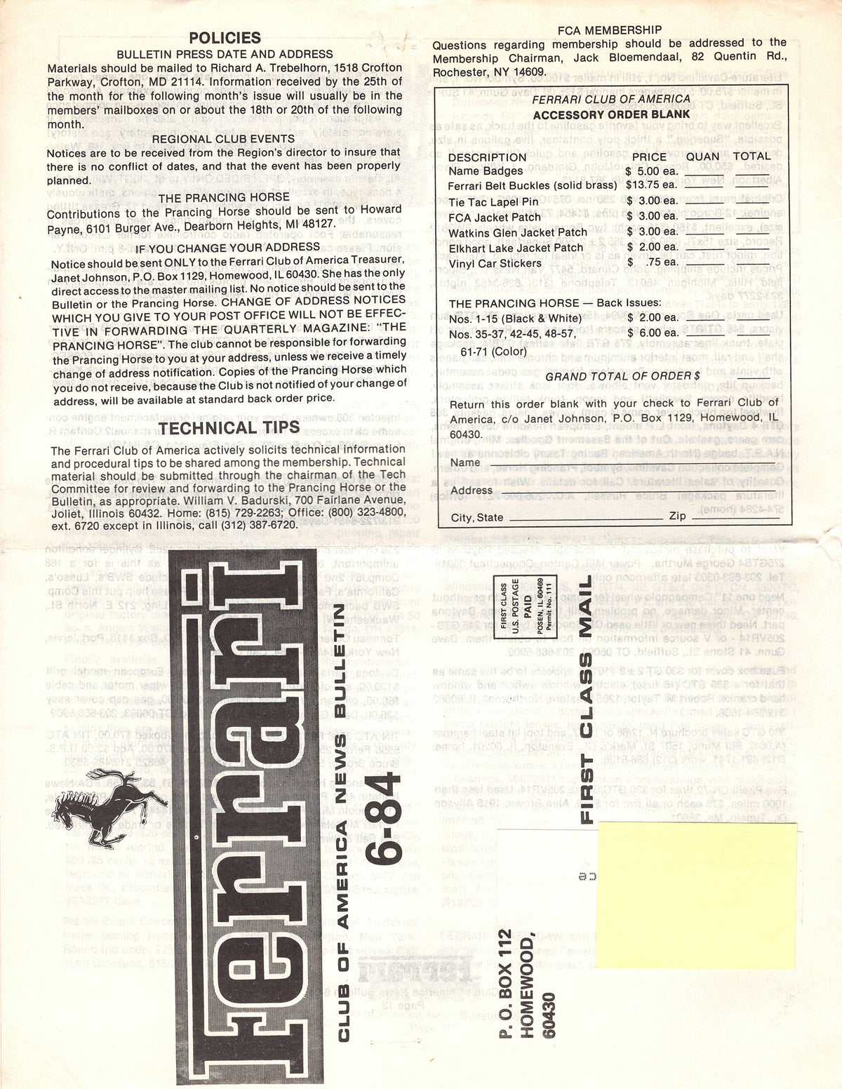 FCA News Bulletin 1984 - 6