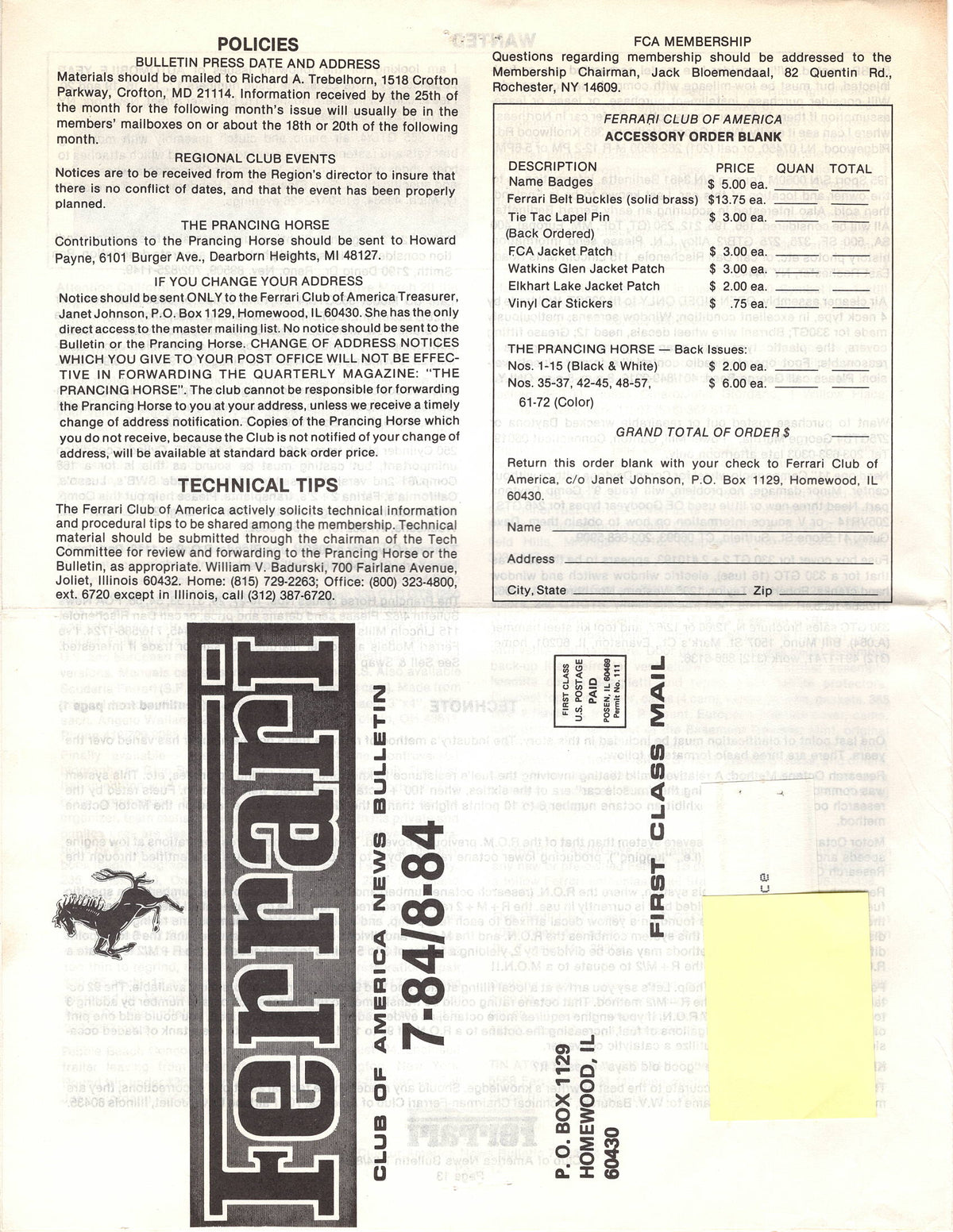 FCA News Bulletin 1984 - 8