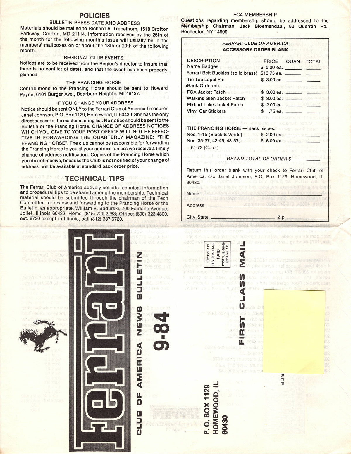 FCA News Bulletin 1984 - 9
