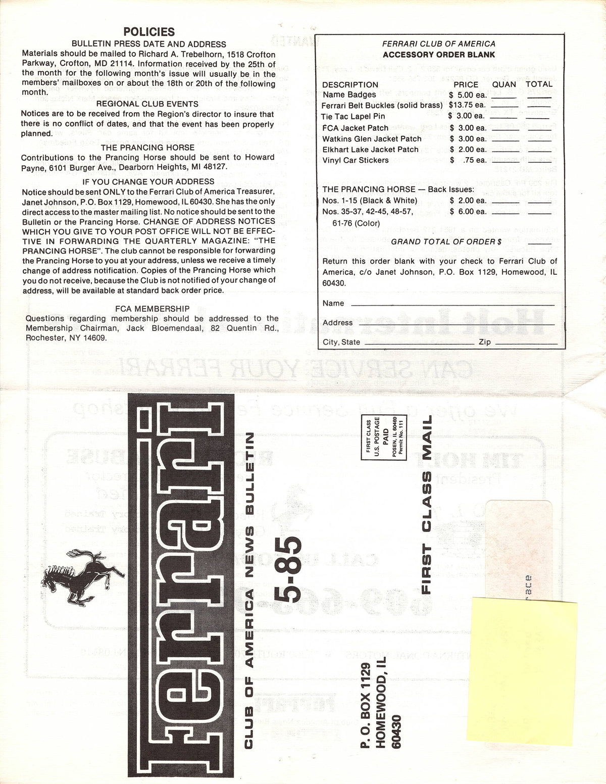 FCA News Bulletin 1985 - 5