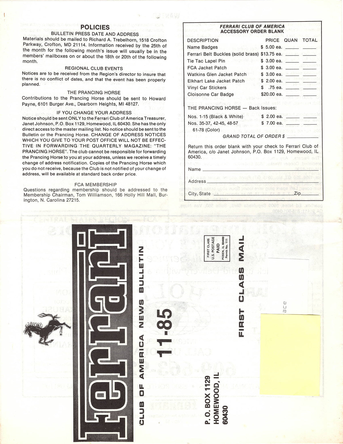FCA News Bulletin 1985 - 11