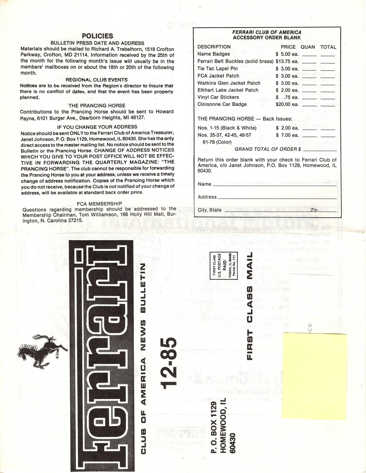 FCA News Bulletin 1985 - 12