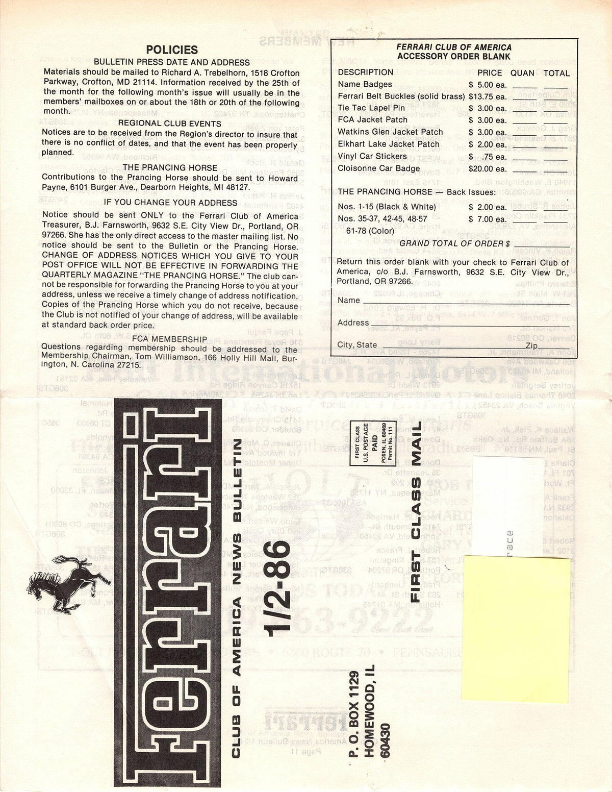 FCA News Bulletin 1986 - 2