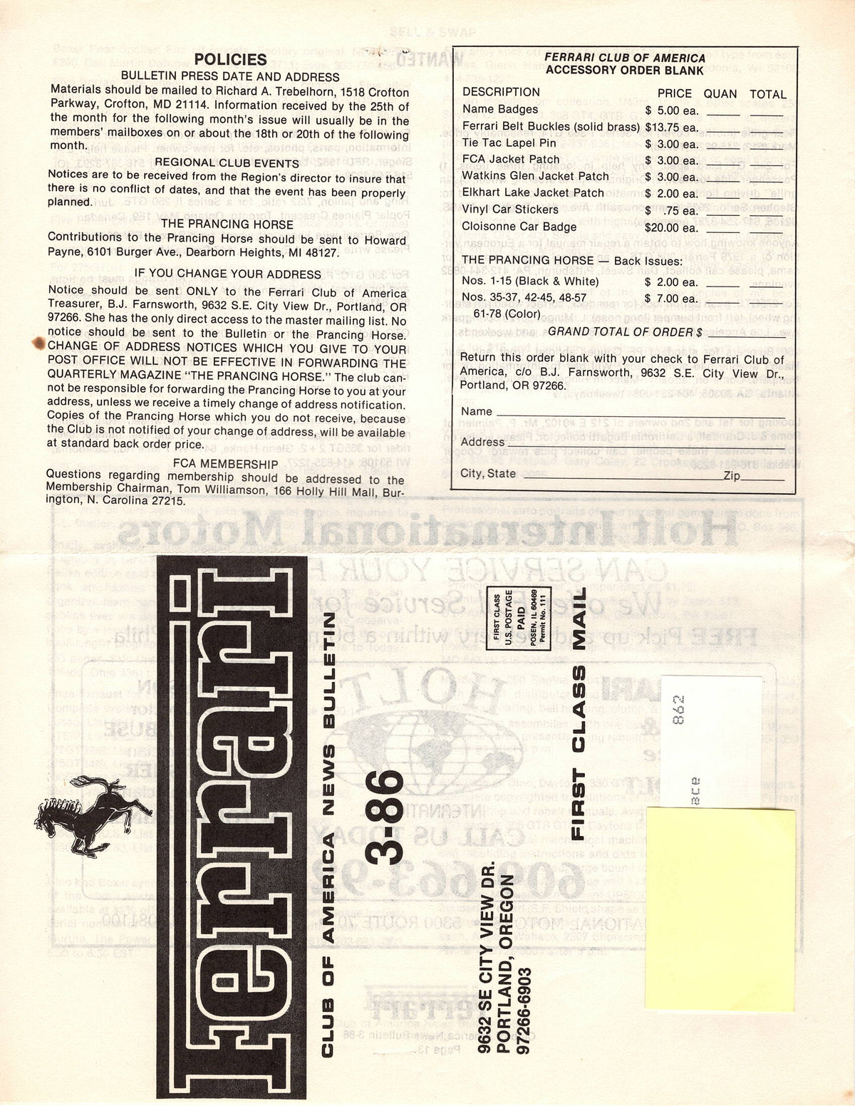 FCA News Bulletin 1986 - 3