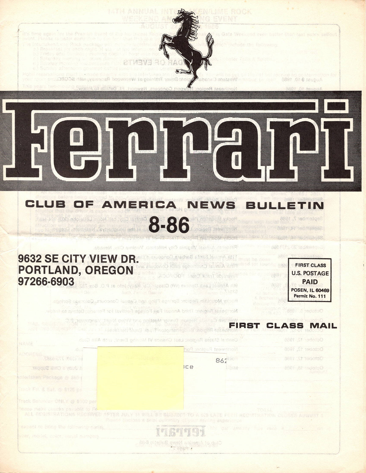 FCA News Bulletin 1986 - 8