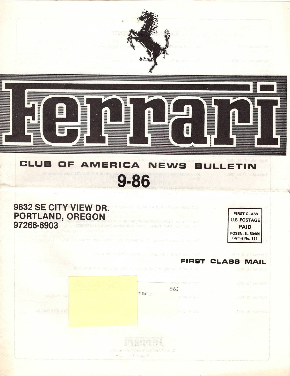 FCA News Bulletin 1986 - 9