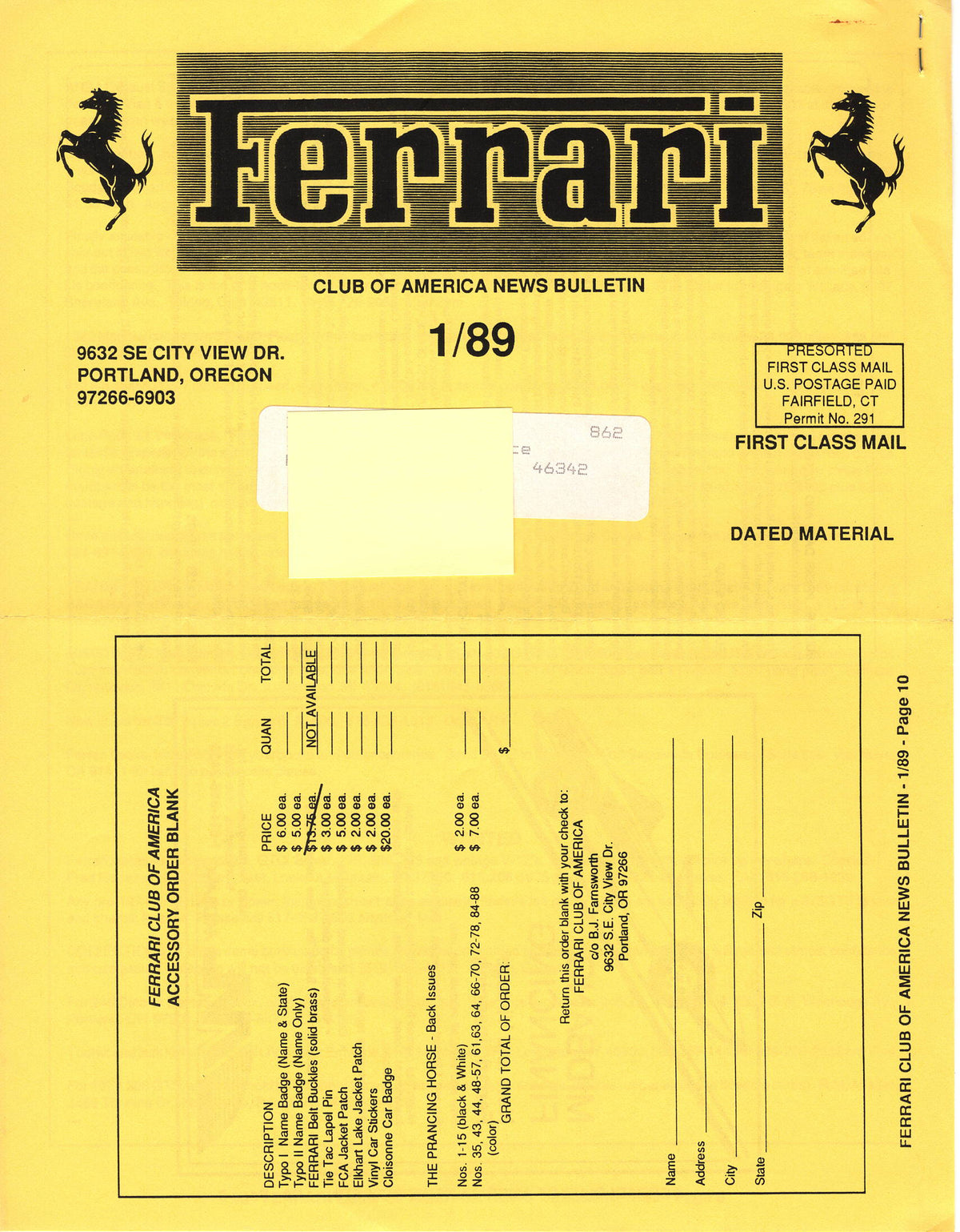 FCA News Bulletin 1989 - 1