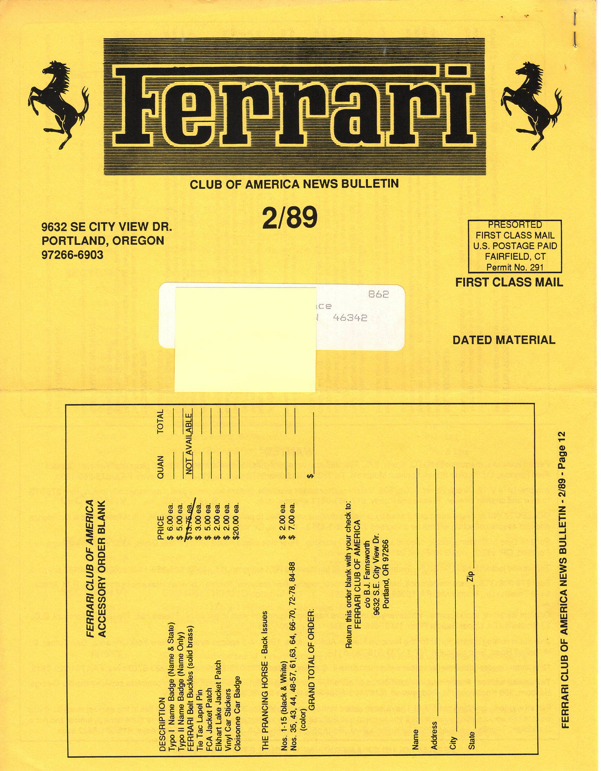 FCA News Bulletin 1989 - 2