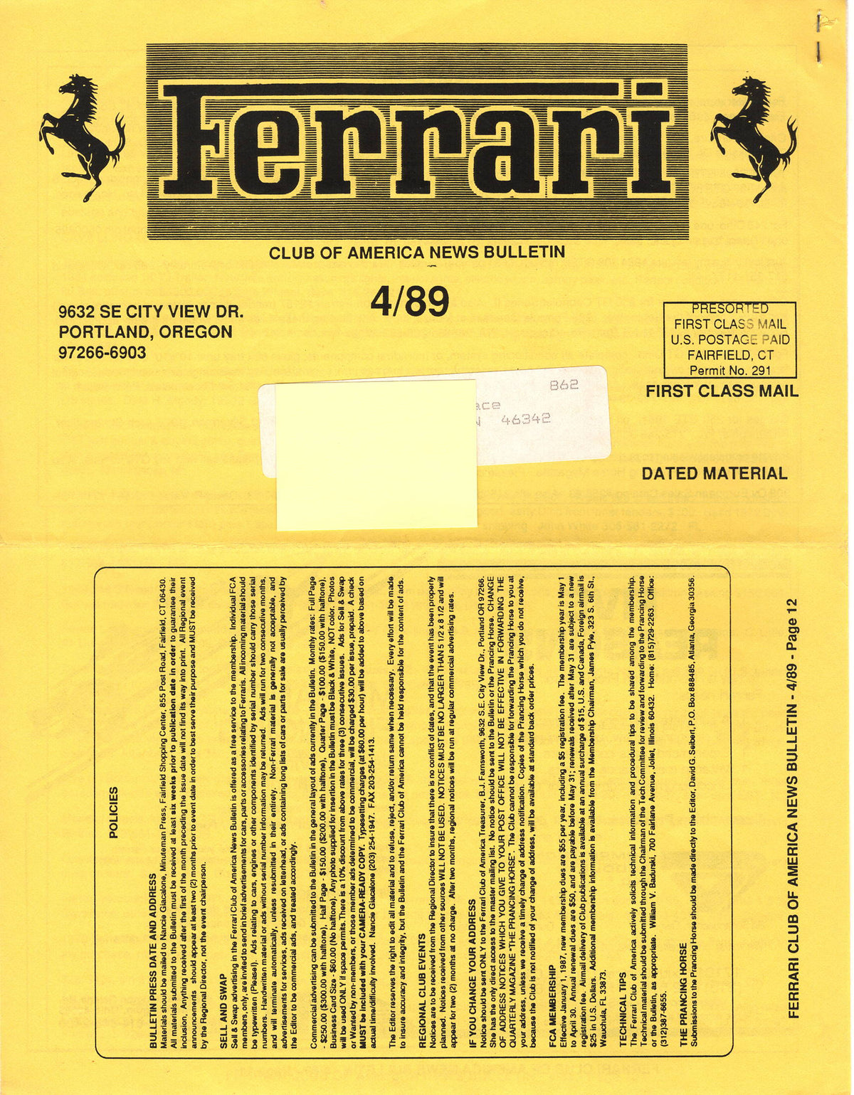 FCA News Bulletin 1989 - 4