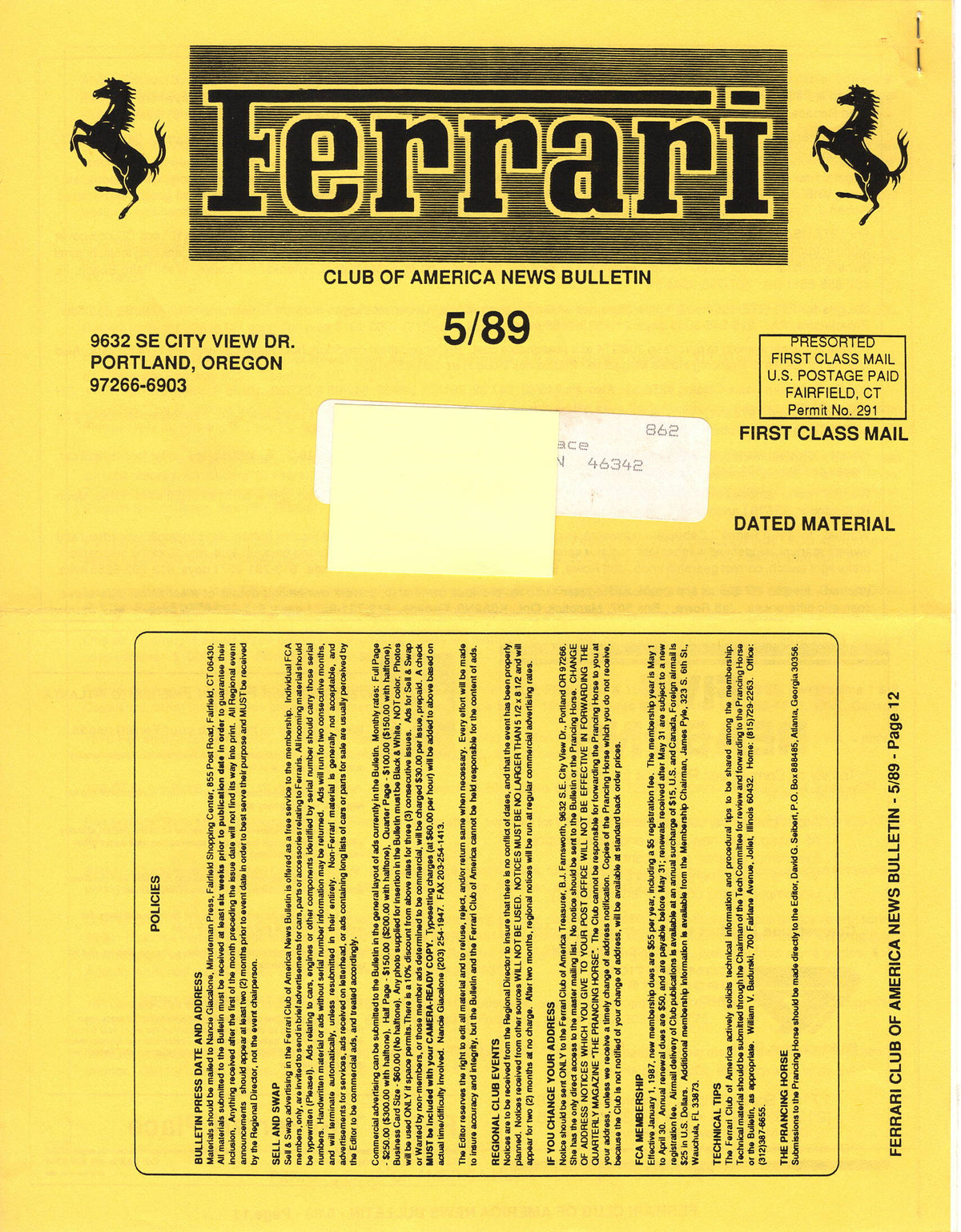FCA News Bulletin 1989 - 5