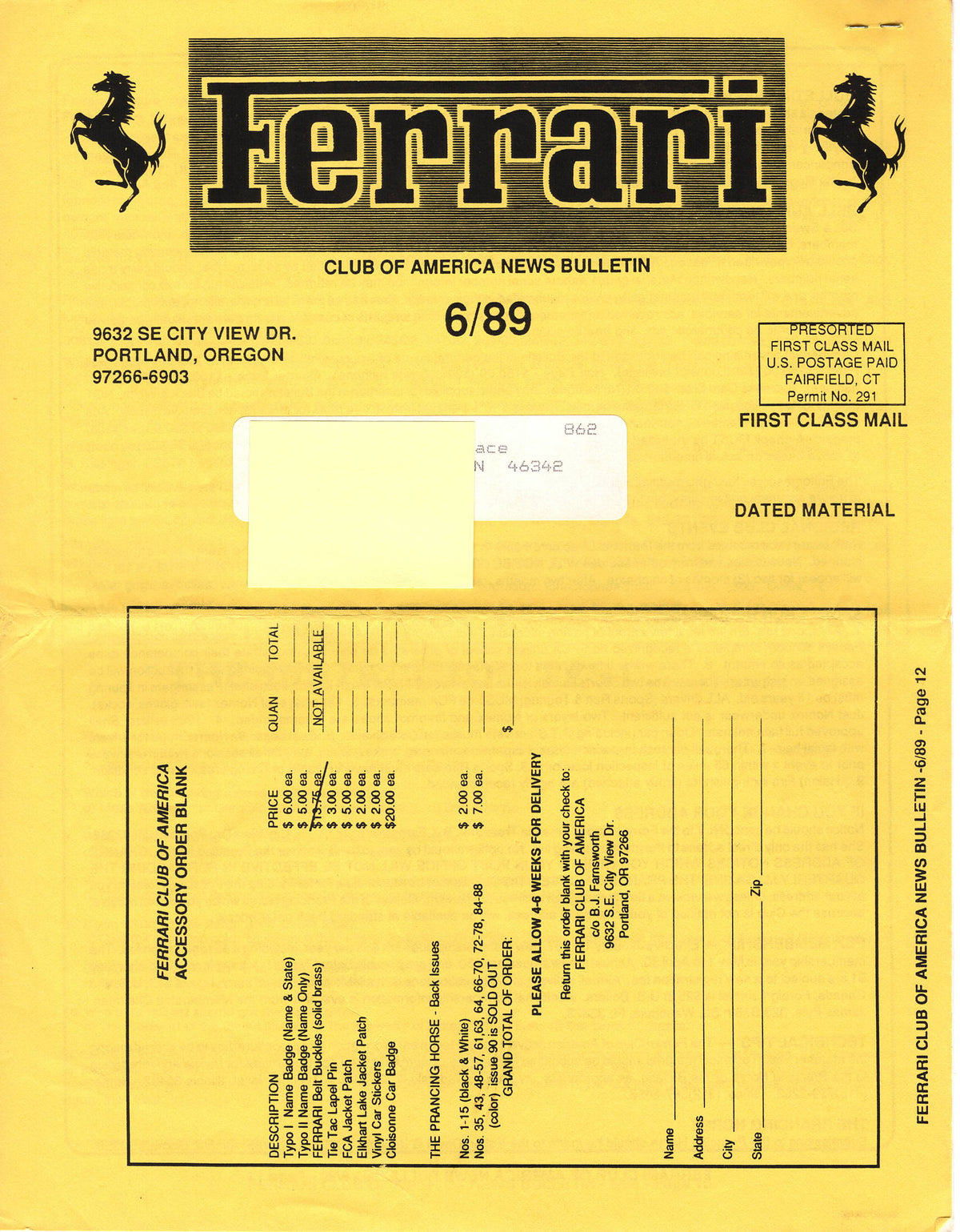 FCA News Bulletin 1989 - 6