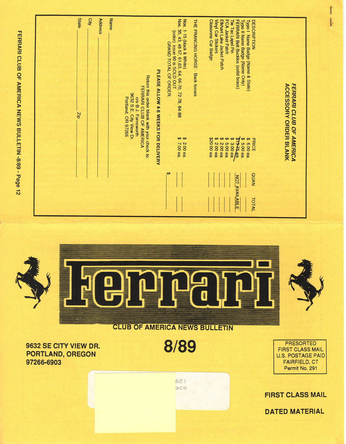 FCA News Bulletin 1989 - 8