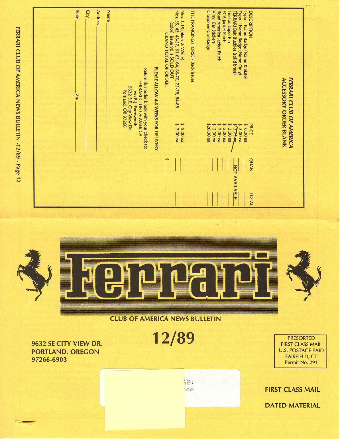FCA News Bulletin 1989 - 12