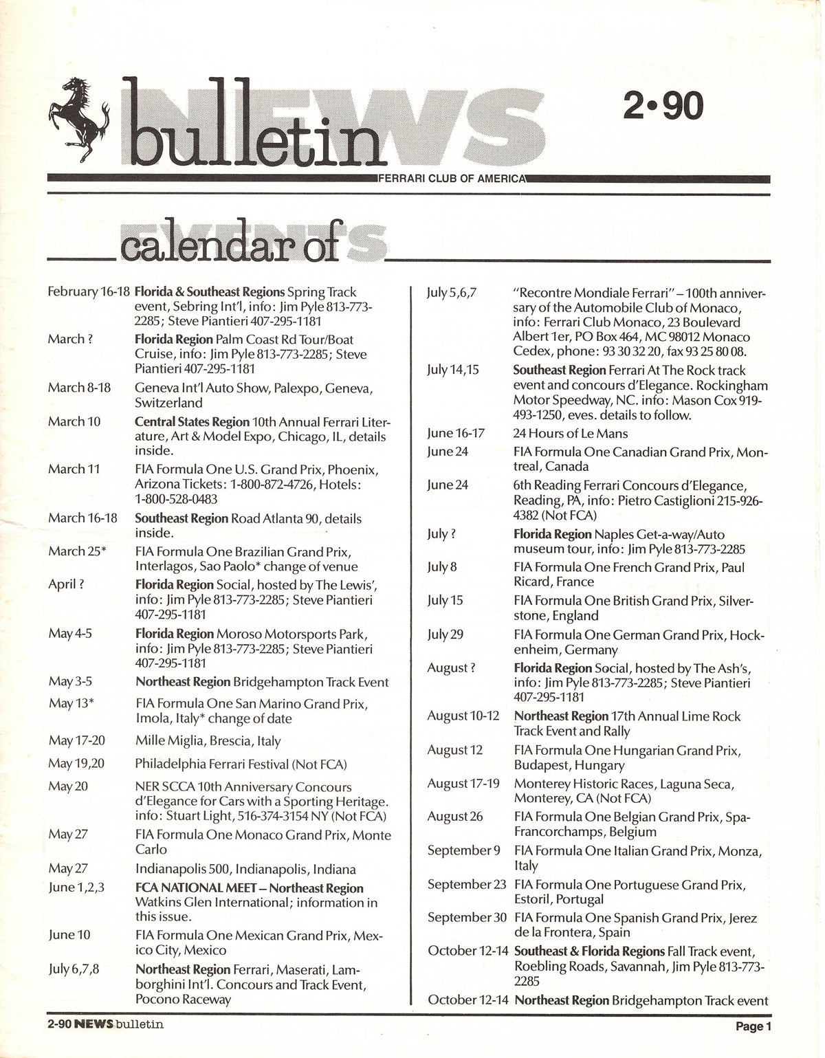 FCA News Bulletin 1990 - 2