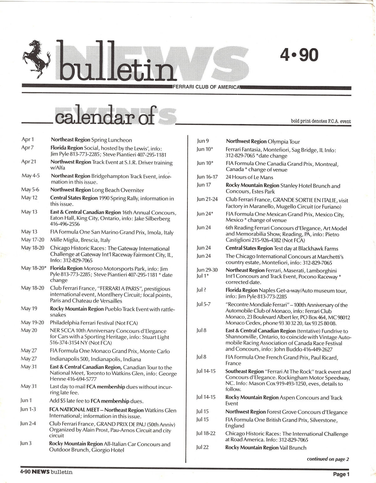FCA News Bulletin 1990 - 4