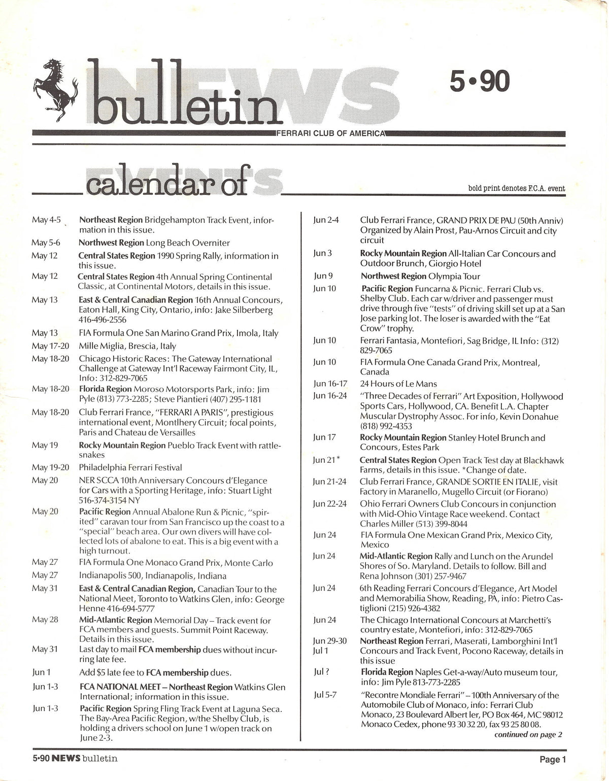 FCA News Bulletin 1990 - 5