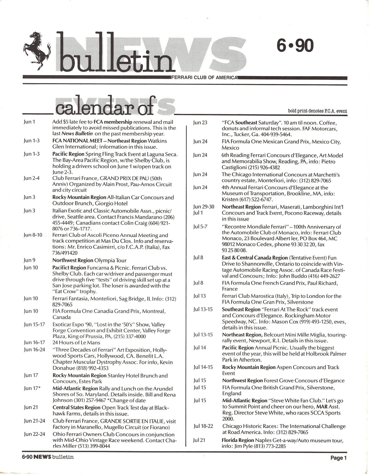FCA News Bulletin 1990 - 6