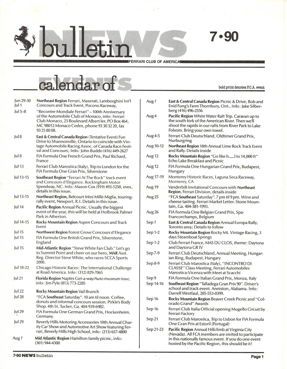 FCA News Bulletin 1990 - 7