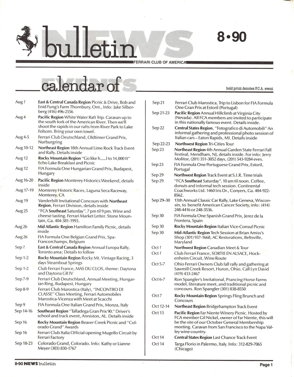 FCA News Bulletin 1990 - 8