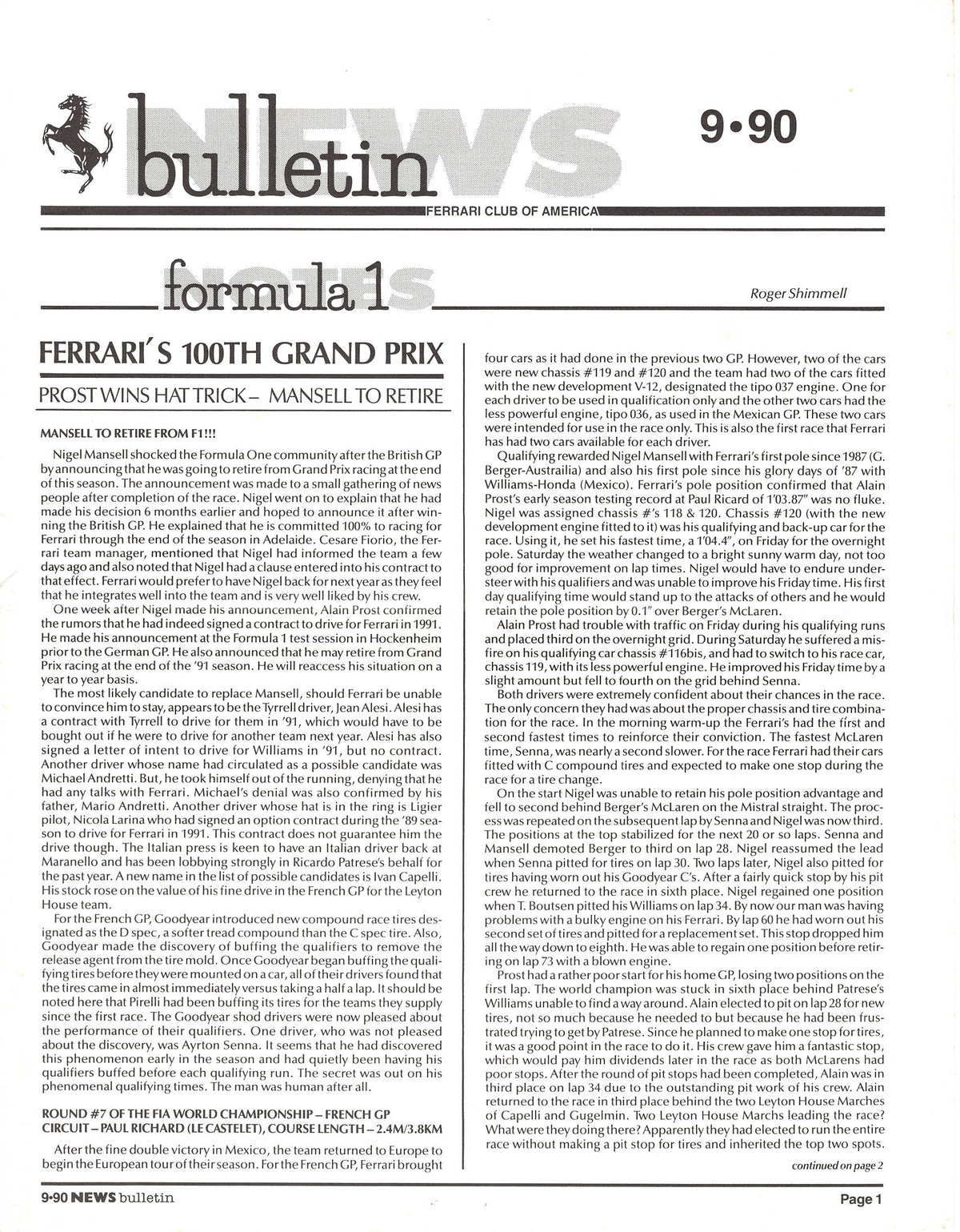 FCA News Bulletin 1990 - 9