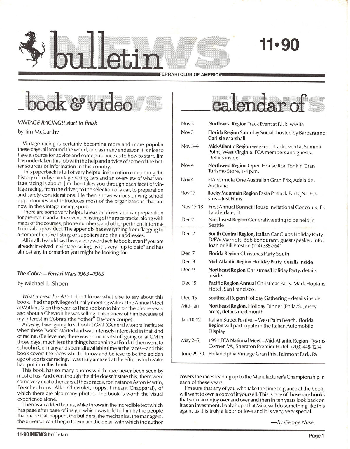 FCA News Bulletin 1990 - 11