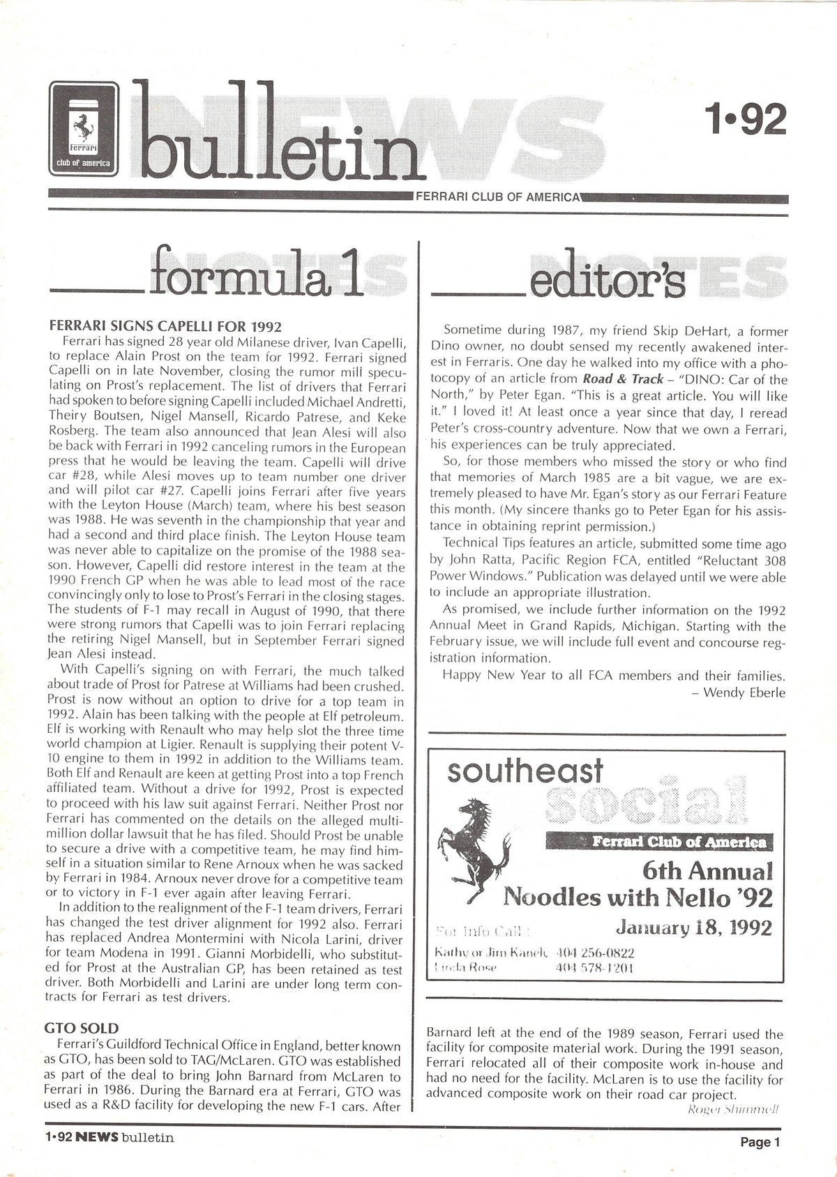 FCA News Bulletin 1992 - 1
