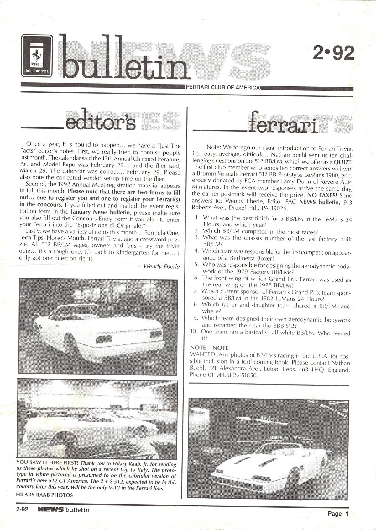 FCA News Bulletin 1992 - 2