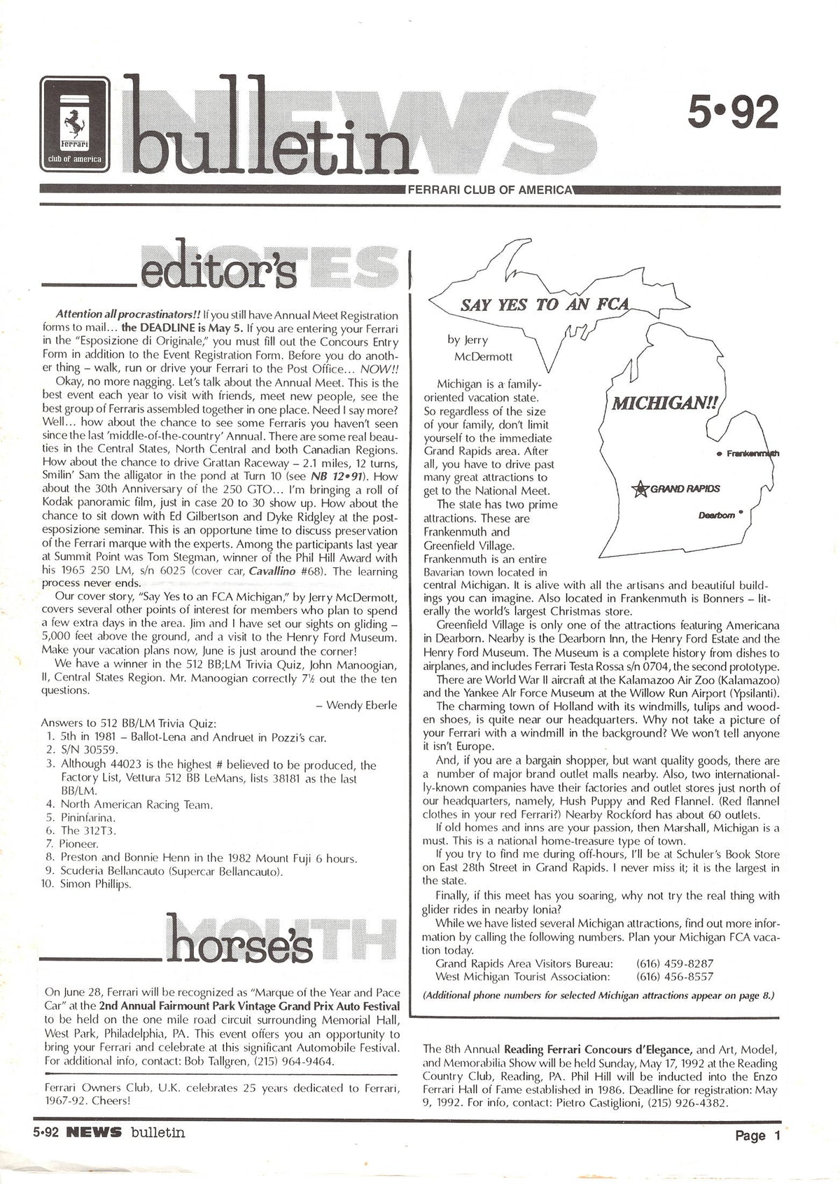 FCA News Bulletin 1992 - 5