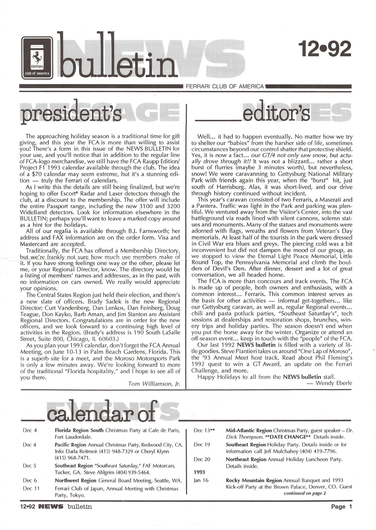 FCA News Bulletin 1992 - 12