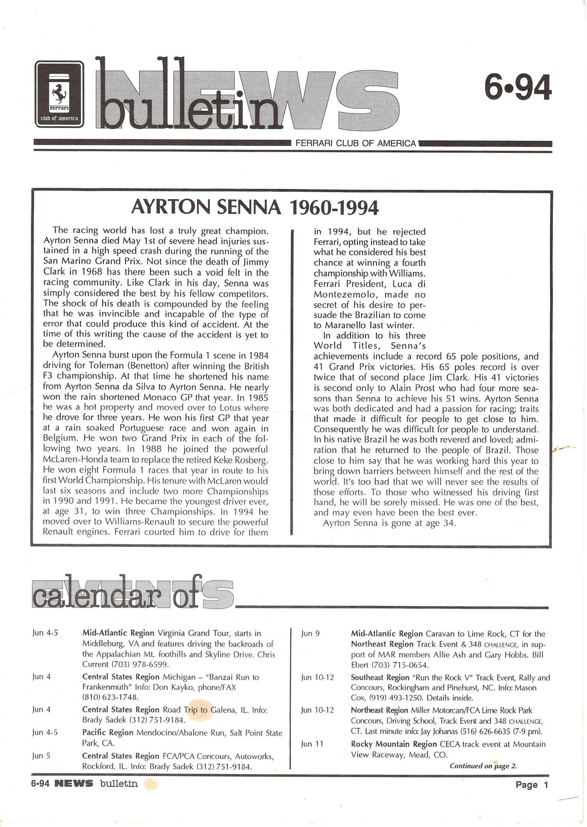 FCA News Bulletin 1994 - 6