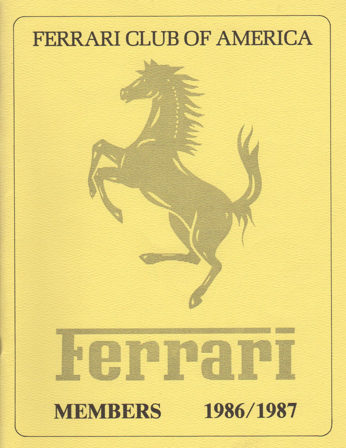 Ferrari Club of America Members Directory 1986-1987
