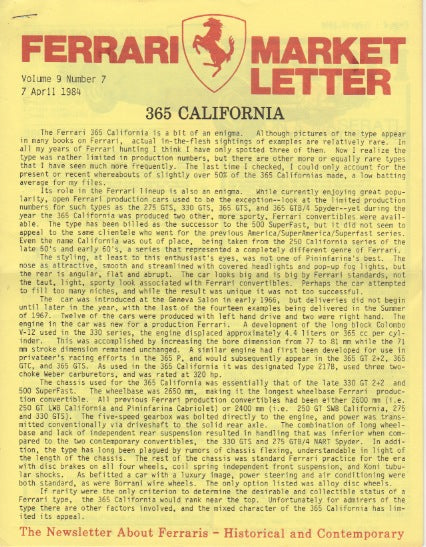 Ferrari Market Letter Vol. 9 N. 7