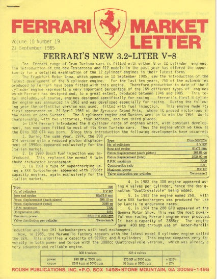 Ferrari Market Letter Vol. 10 N.19