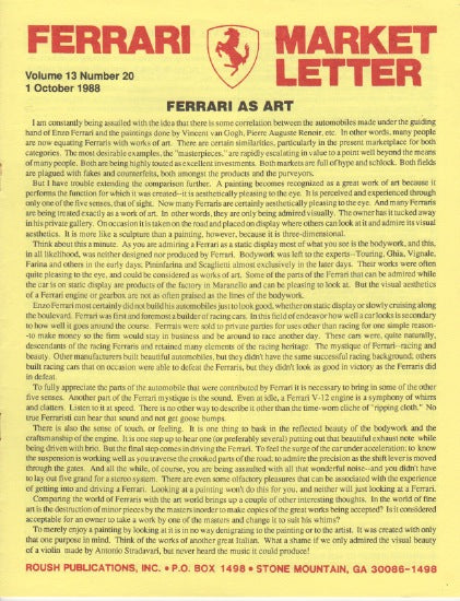 Ferrari Market Letter Vol. 13 N.20