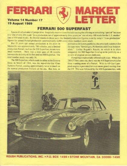 Ferrari Market Letter Vol. 14 N.17