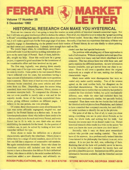 Ferrari Market Letter Vol. 17 N.25