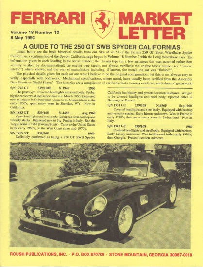 Ferrari Market Letter Vol. 18 N.10
