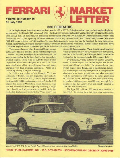 Ferrari Market Letter Vol. 18 N.16