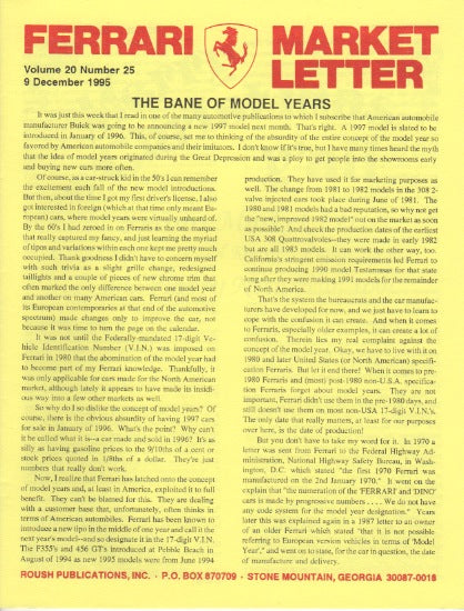 Ferrari Market Letter Vol. 20 N.25