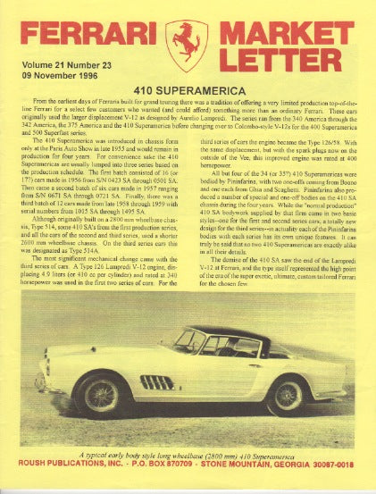 Ferrari Market Letter Vol. 21 N.23